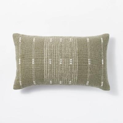 Woven Cotton Slub Striped Throw Pillow Green/Cream - Threshold™ designed with Studio McGee