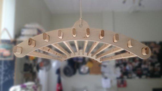 10 Lath Handmade Wooden Clothes Rack Dryer Ceiling Mounted Pulley Laundry Airer