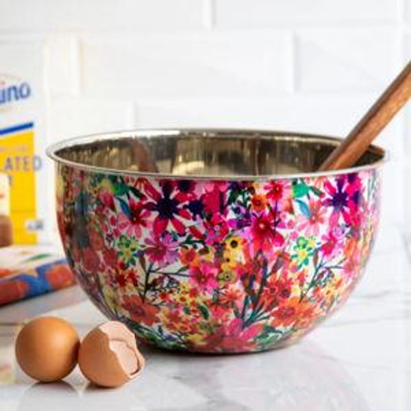Stainless Steel Bowl in Large Watercolor Floral