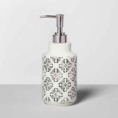 Mallorca Mosaic Distressed Debossing On Ceramic Soap/Lotion Dispenser Black - Opalhouse™