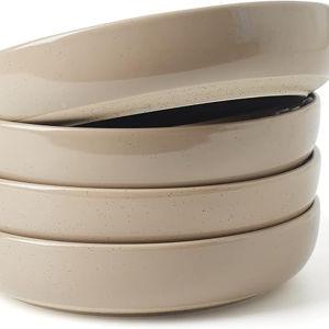 famiware Milkyway 33 oz Bowl Set, Pasta Bowls Set of 4, Salad Bowls Perfect for Your Friend for Housewarming, Thanksgiving, Christmas, Cinnamon Brown