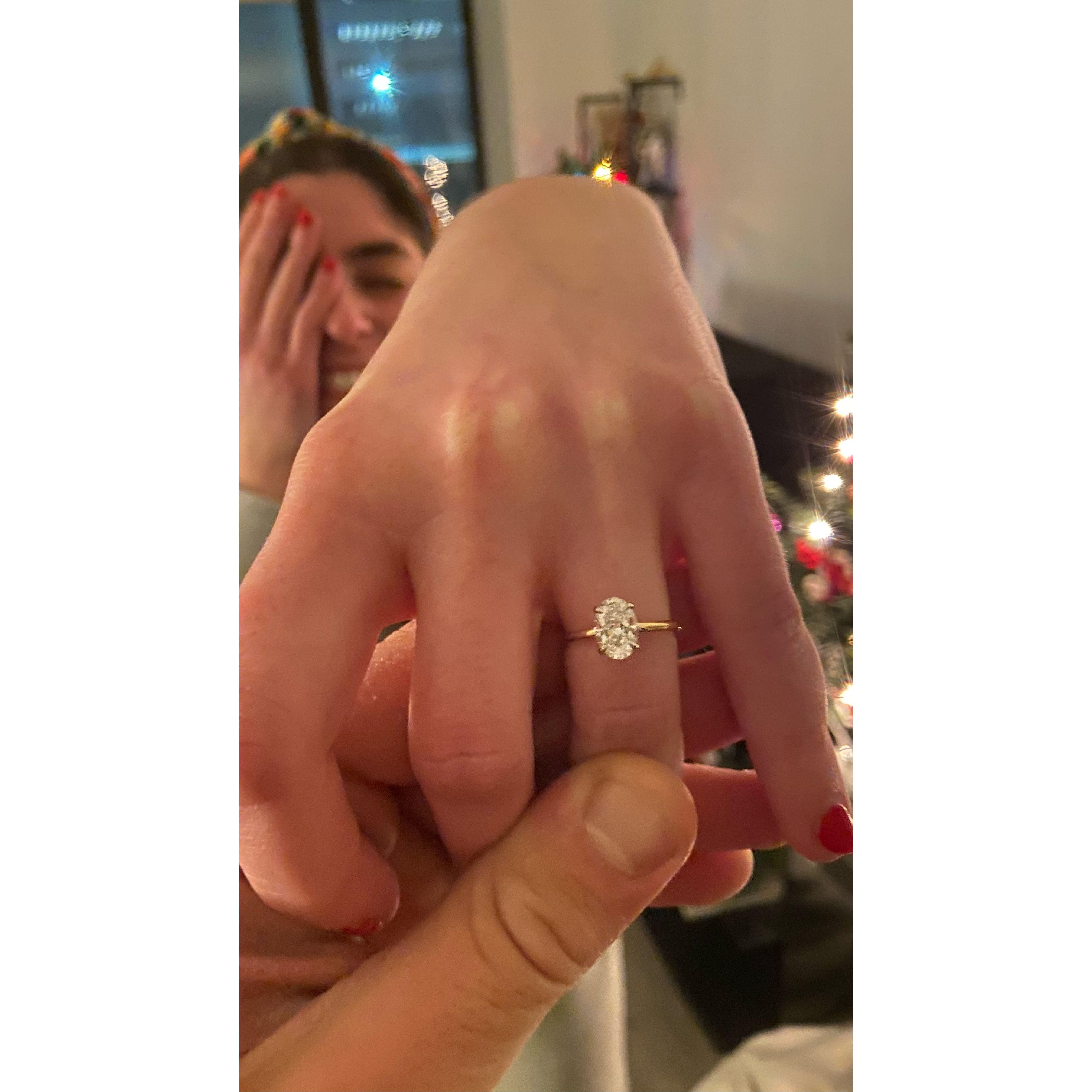 The big moment. In our PJs.