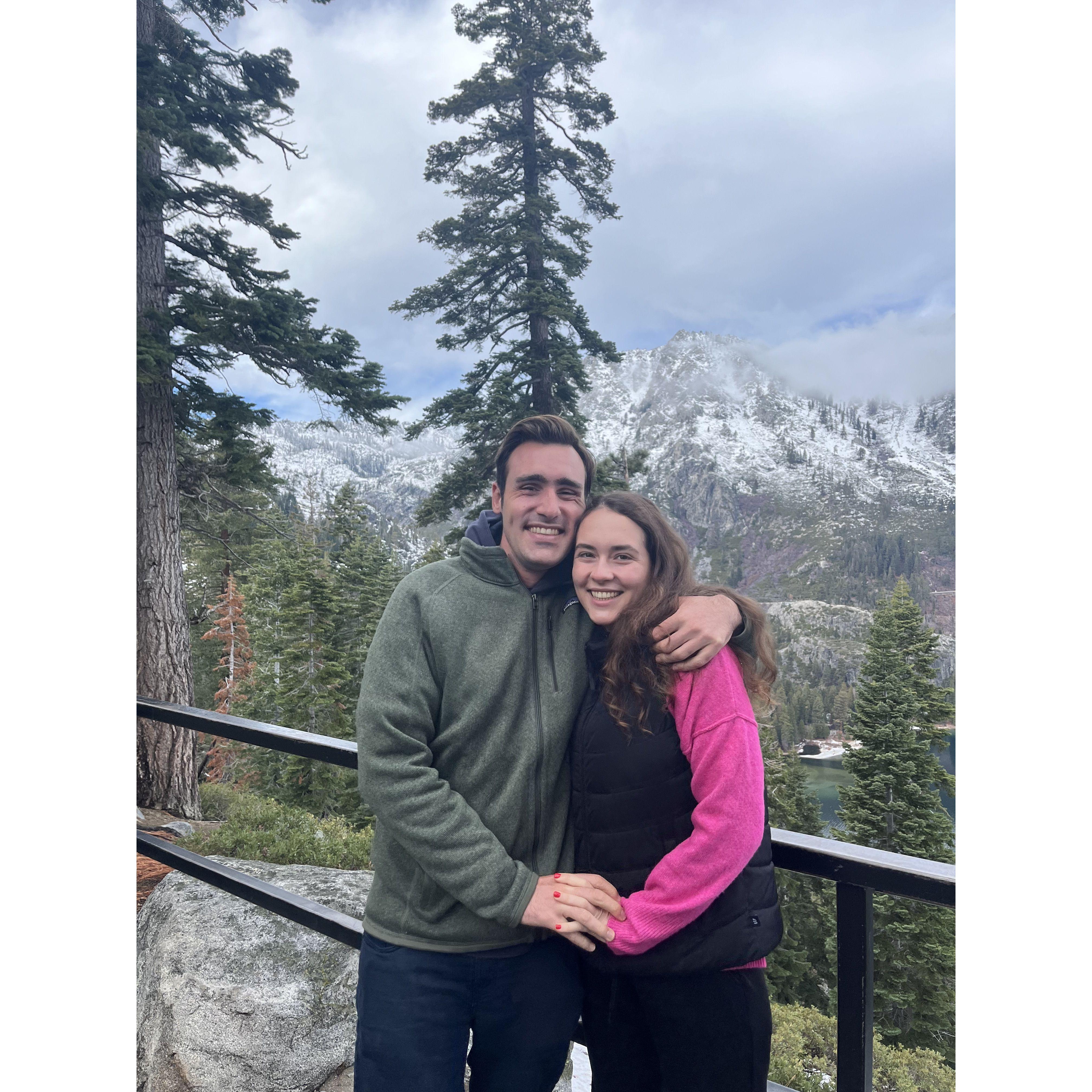 First winter together in the States, hiking around Lake Tahoe