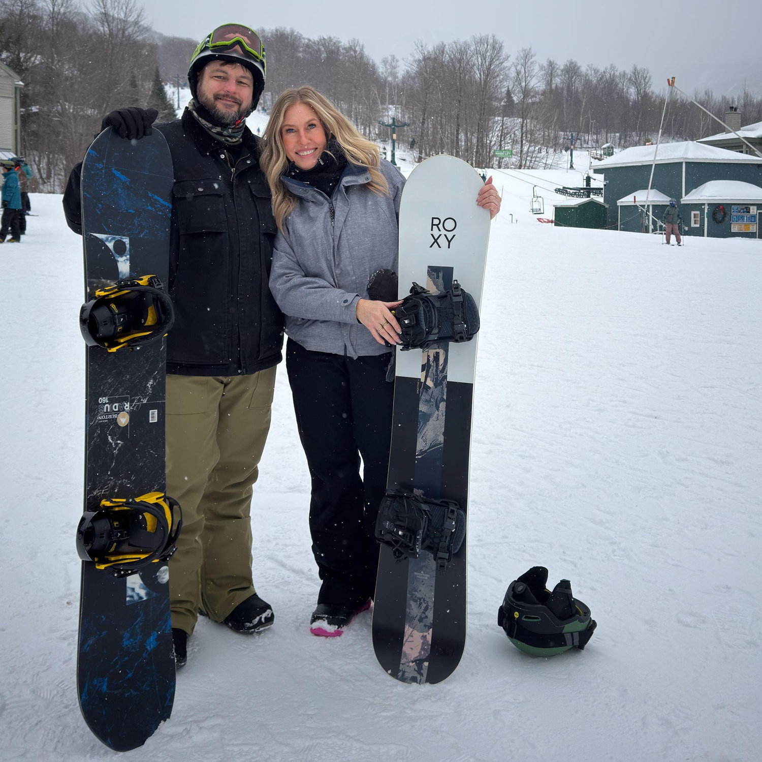 Our first snowboard together in Vermont