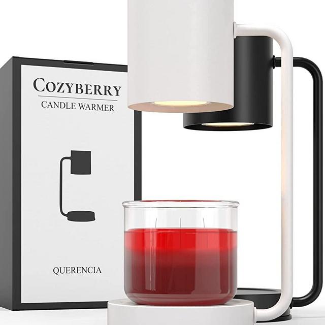 CozyBerry Querencia Candle Warmer, Compatible with Yankee Candle Large Jar, Metal, Candle Lamp, 110-120V, Dimmable Candle Melter, Candle Warmer Lamp, Small & Large Size Jar Candles (White)