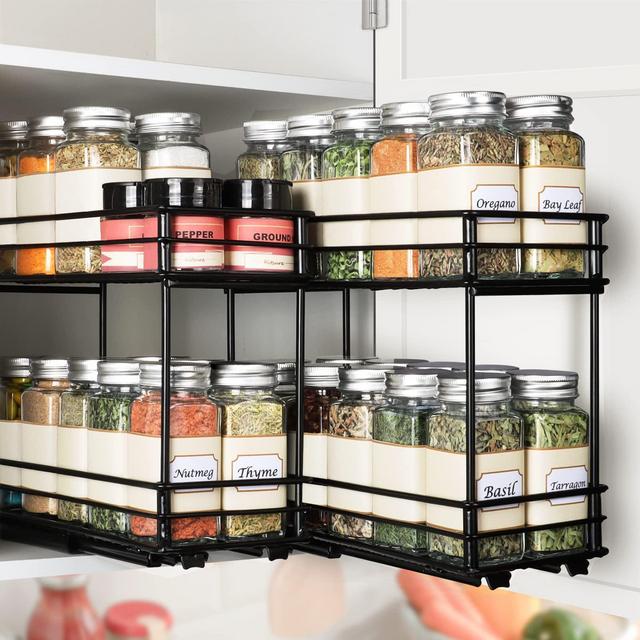 Kitsure Spice Rack 2 Packs - Durable Pull Out Spice Racks for Kitchen Cabinet, Easy-to-Install Spice Cabinet Organizers, 4.33''Wx10.23''Dx8.54''H Slide Out Spice Racks