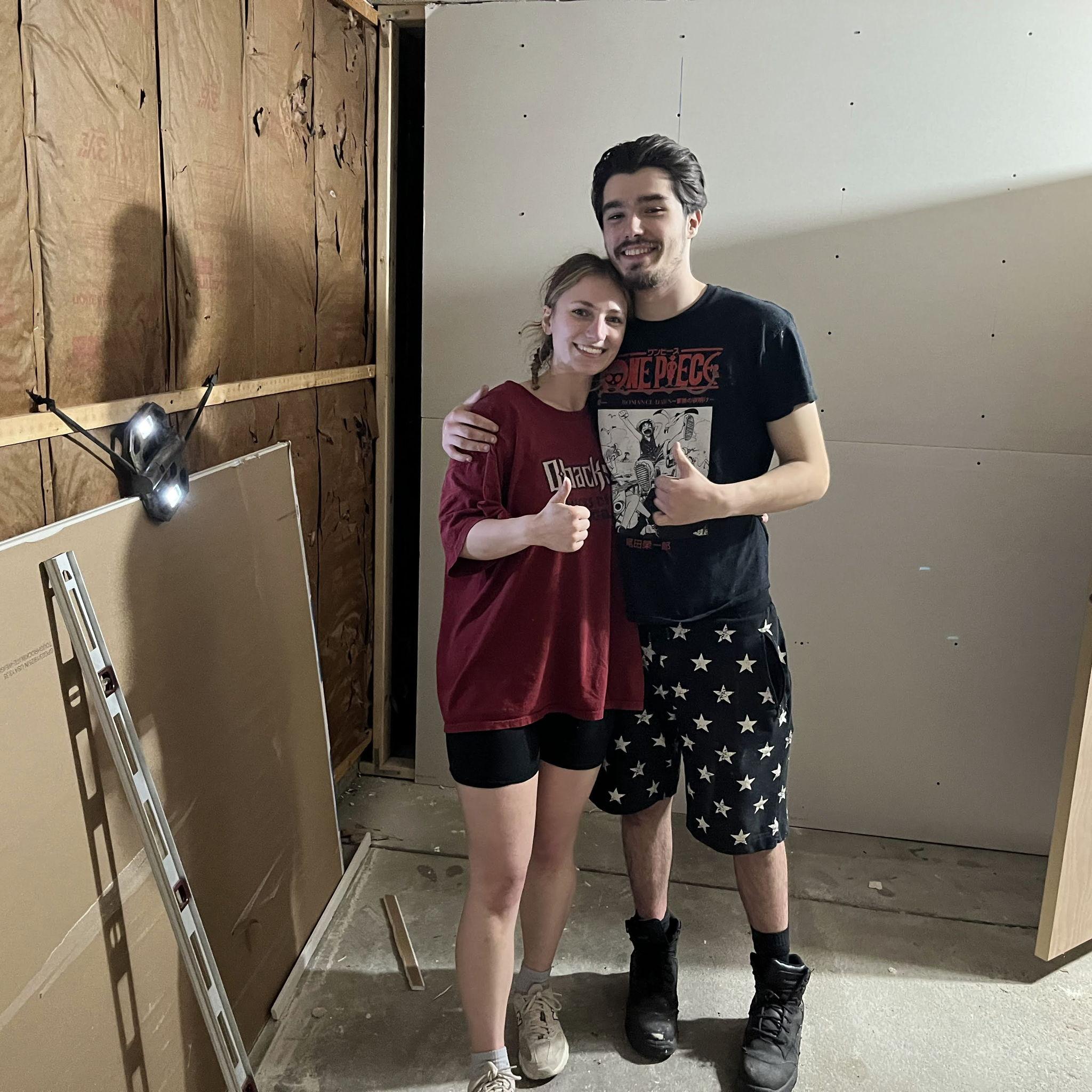 Helping Chloe's parents build her room