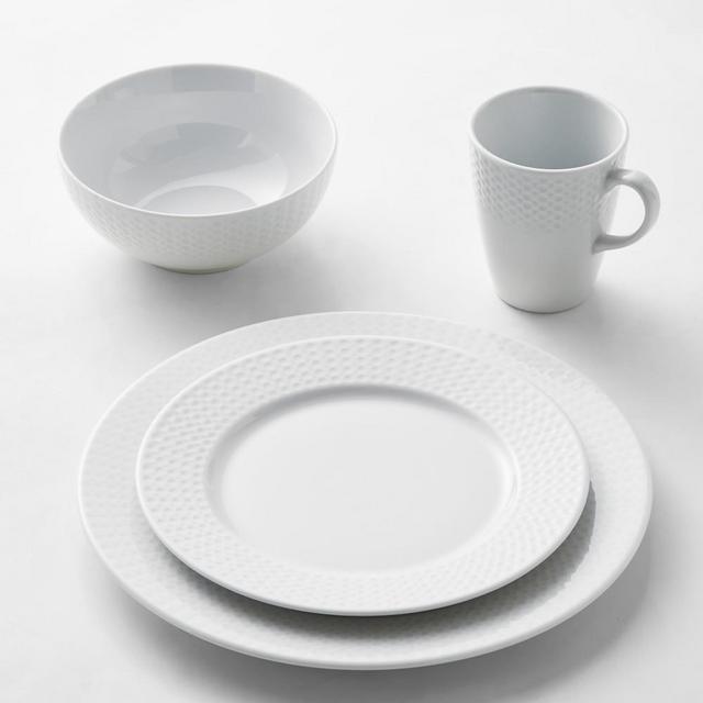 Pillivuyt Perle Porcelain 16-Piece Dinnerware Set with Cereal Bowl