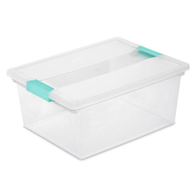 Sterilite 8-Pack Clip Box, Stackable Clear Plastic Bins with Latching Lids, Deep - Writing, Arts or Crafts Supplies Storage Containers for Home, Office, Classroom and Workshop Organization