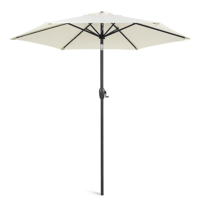 Keven 7.5Ft Heavy-Duty Outdoor Market Patio Umbrella W/ Push Button Tilt, Easy Crank Lift