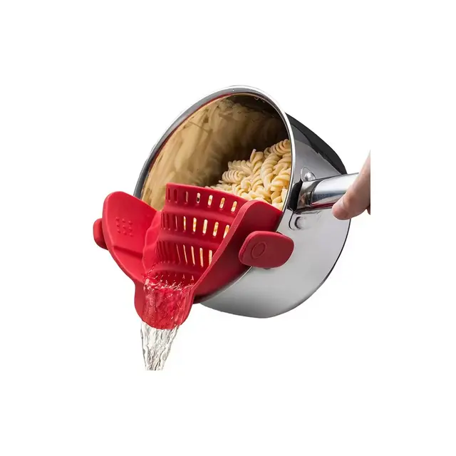 Kitchen Gizmo Snap N Strain Pot Strainer and Pasta Strainer - Red Large