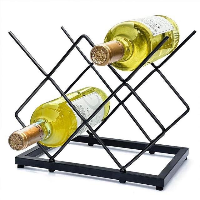 MCSAPIL Small Wine Racks Countertop(5 Bottle Capacity),Metal Wine Bottle Holder Modern Black for Home Kitchen Bar,Tabletop Wine Rack for Cabinet, Pantry, Wine Bottle Storage