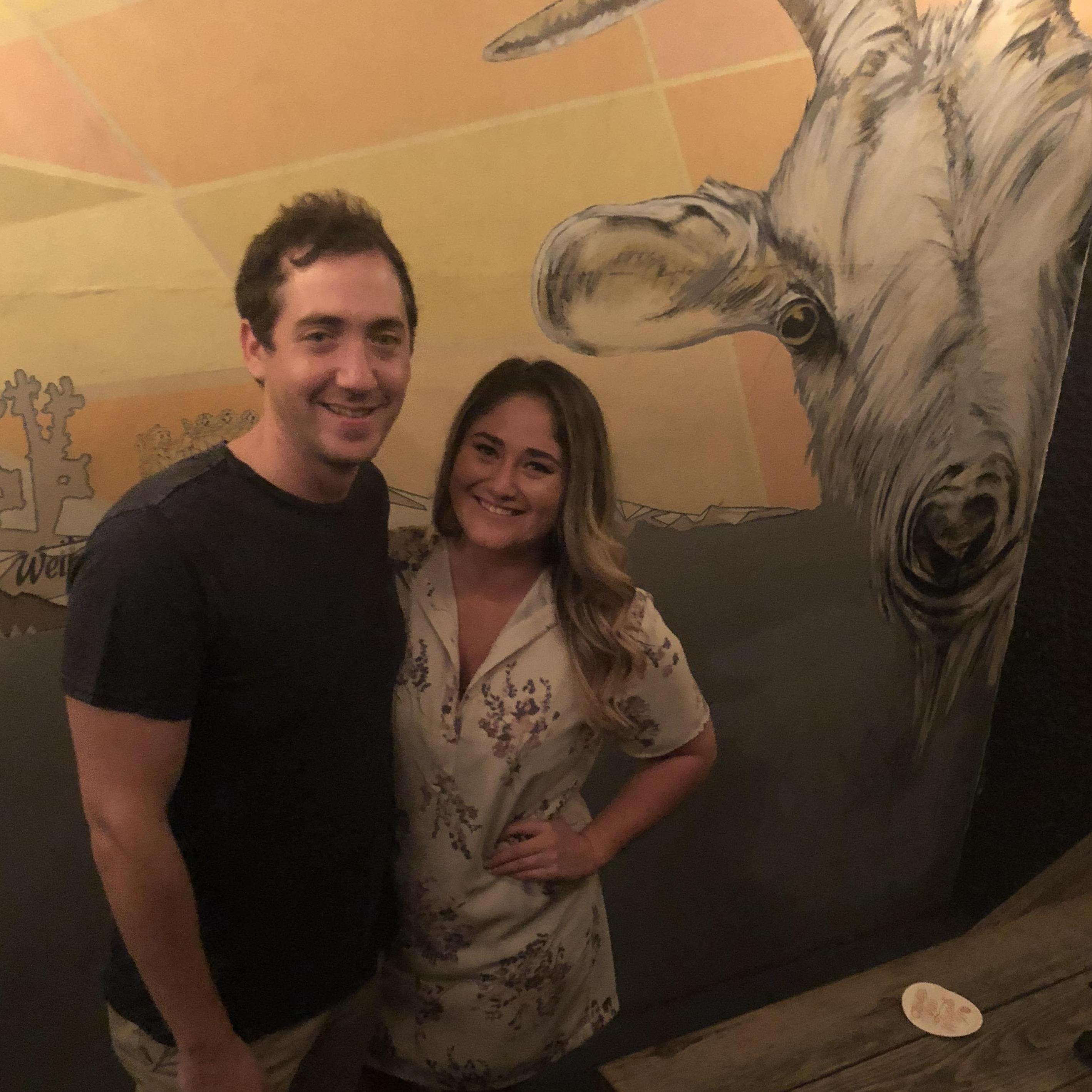 At the Surly Goat, celebrating moving in together