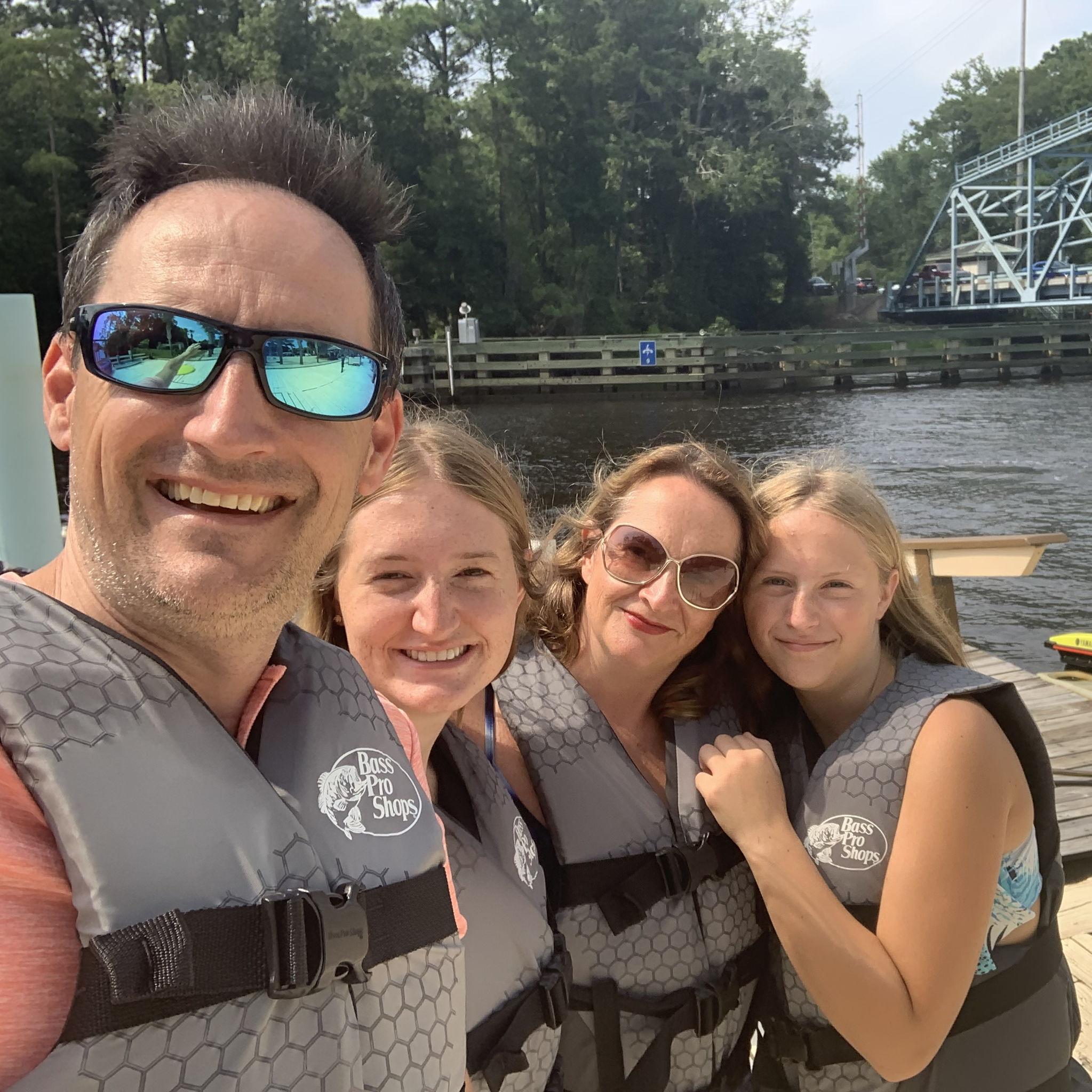 The bride & her family going jetskiing