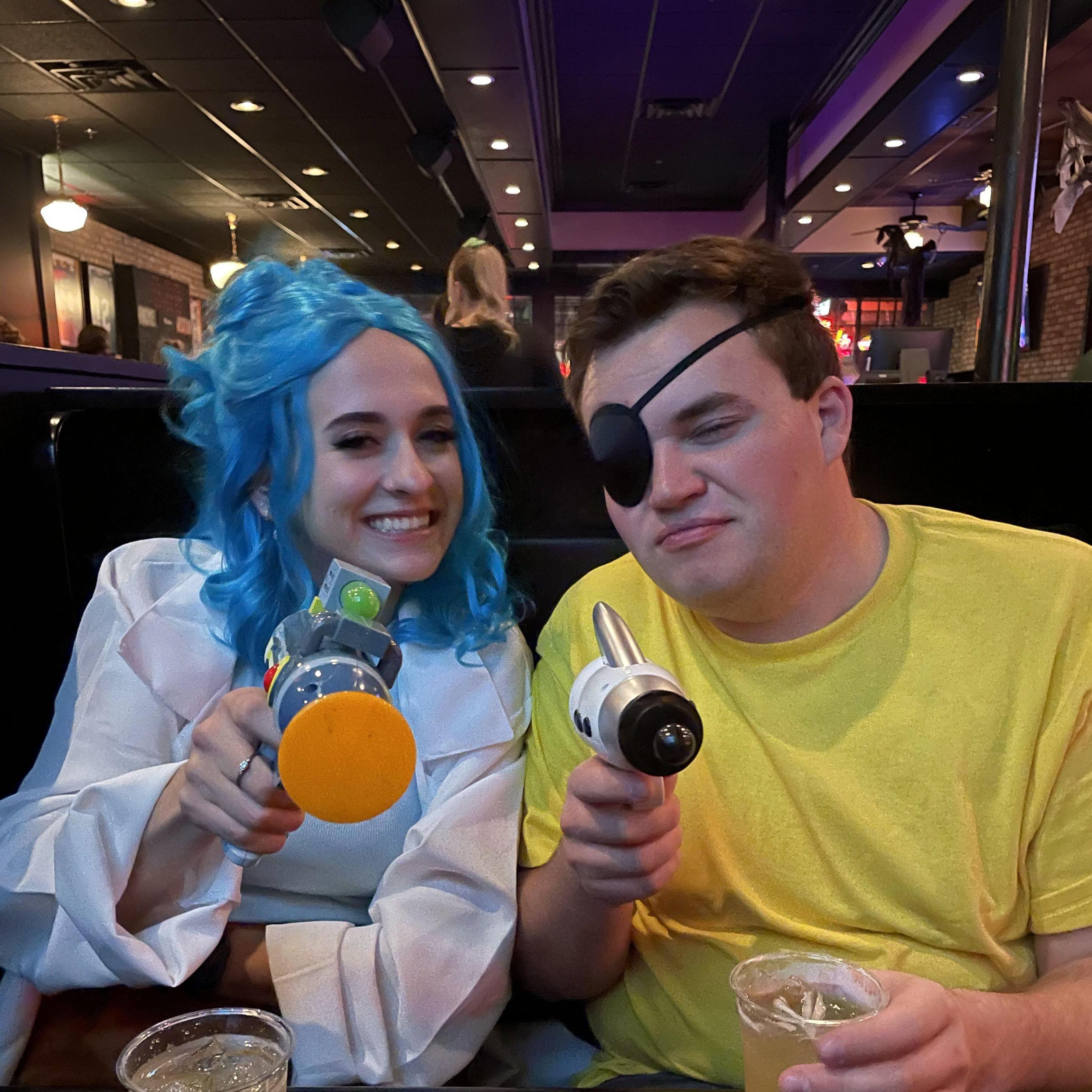 Our 2022 Halloween Costume. Rick and Morty from Rick and Morty. October 2022.