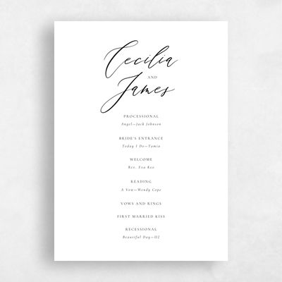Black Wedding Program - Seville Letterpress