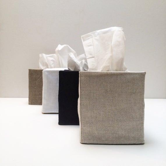 Linen Tissue box Covers (Set of 2)