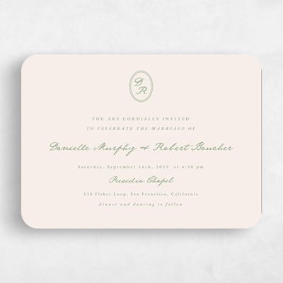 Beige Rounded Wedding Invitation - Dolores Landscape