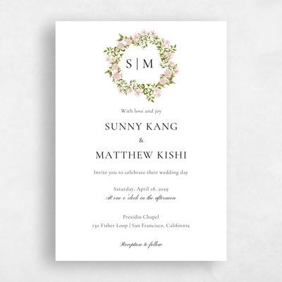 Light Pink Wedding Invitation - Villagio Portrait
