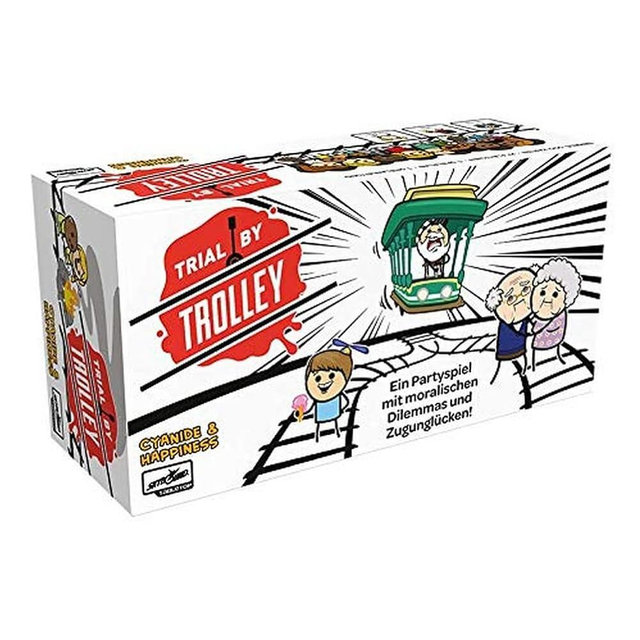 Lucky Duck Games | Trial by Trolley | Base Game | Party Game | Card Game | 3-13 Players | 16 Years and Older | Over 15 Minutes | German