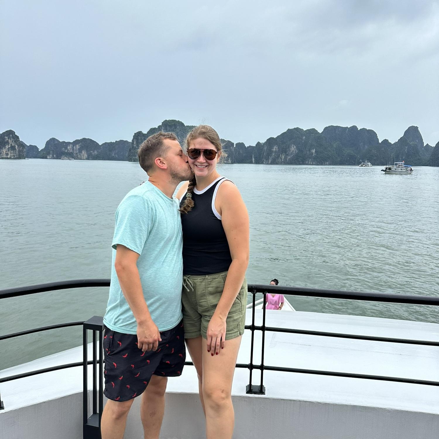 Crusing one of the seven natural wonders of the world- Ha Long Bay on our trip to Asia