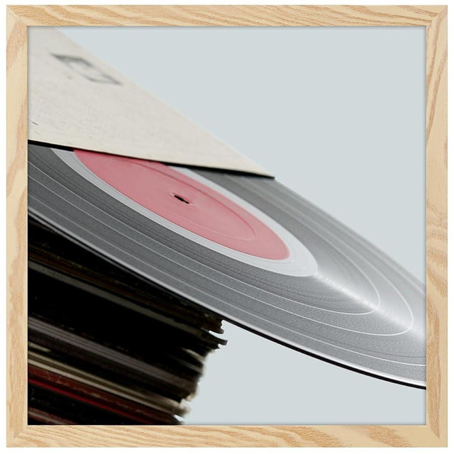 eletecpro 12.5x12.5 Vinyl Record Frame, Wood Beige Album Picture Frame Fits 12x12 LP and Cover, Sturdy Lightweight Wall Art Display for Home and Music Studio Gallery Decor, Easy Wall Mount, 1 Pack