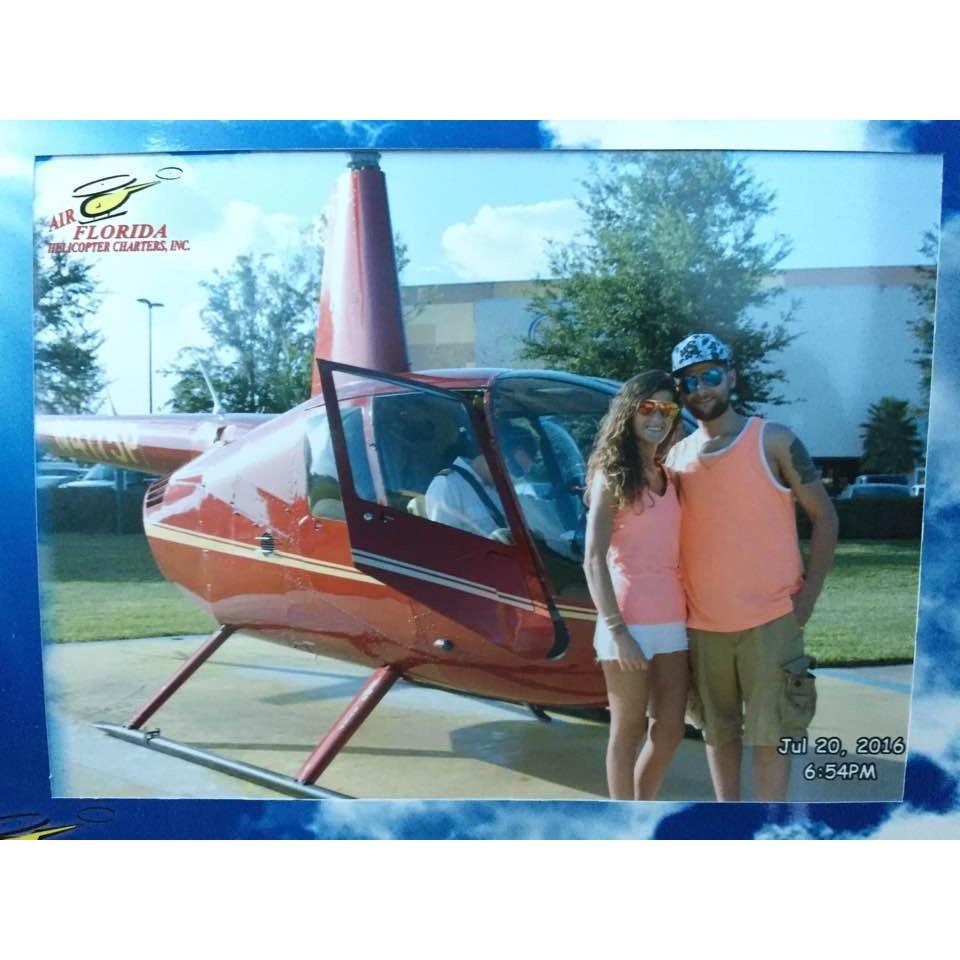 This was the first ever being around a helicopter and it was our first time ever riding in one