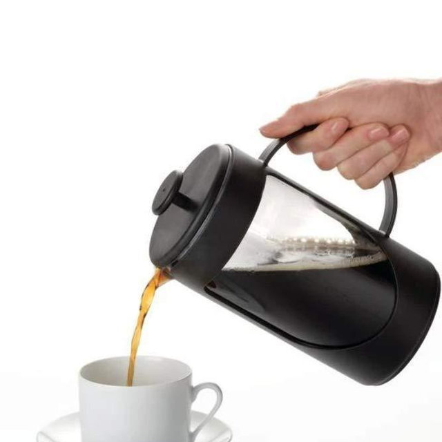 BonJour Coffee Unbreakable Plastic French Press, 33.8-Ounce, Ami-Matin, Black