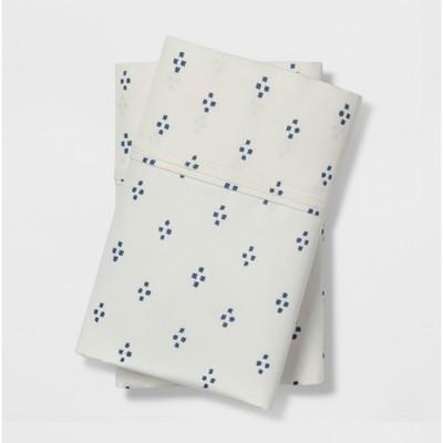 Standard 400 Thread Count Dot Print Performance Pillowcase Set White/Blue Dot - Threshold™