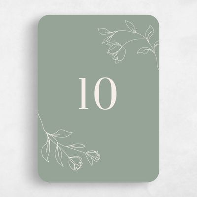 Green Rounded Wedding Table Number - Maywood