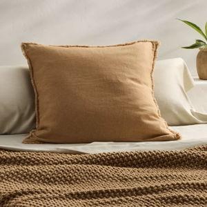 Warm Brown Euro Heavyweight Linen Blend Throw Pillow - Casaluna™