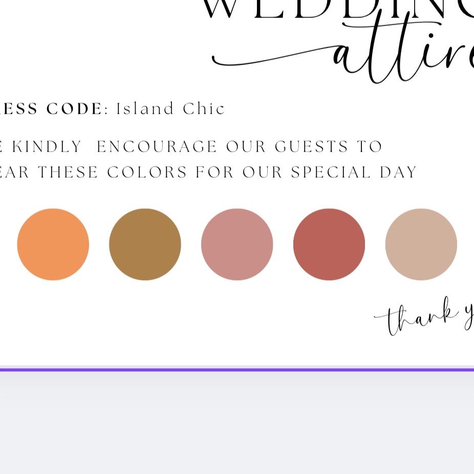 Wedding suggested attire and color theme 😊