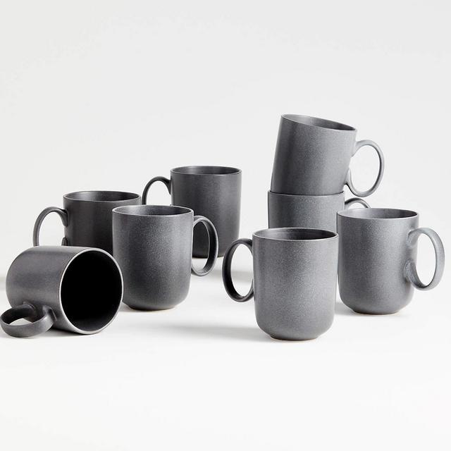 Wren Matte Dark Grey Mugs, Set of 8
