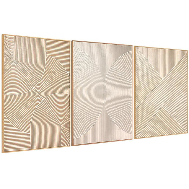Zessonic Large Textured 3D Wall Art Neutral Set of 3-24"x36" Hand-Painted Abstract Canvas Framed Paintings Brown for Living Room, Bedroom - Modern Minimalist Neutral Boho Decor
