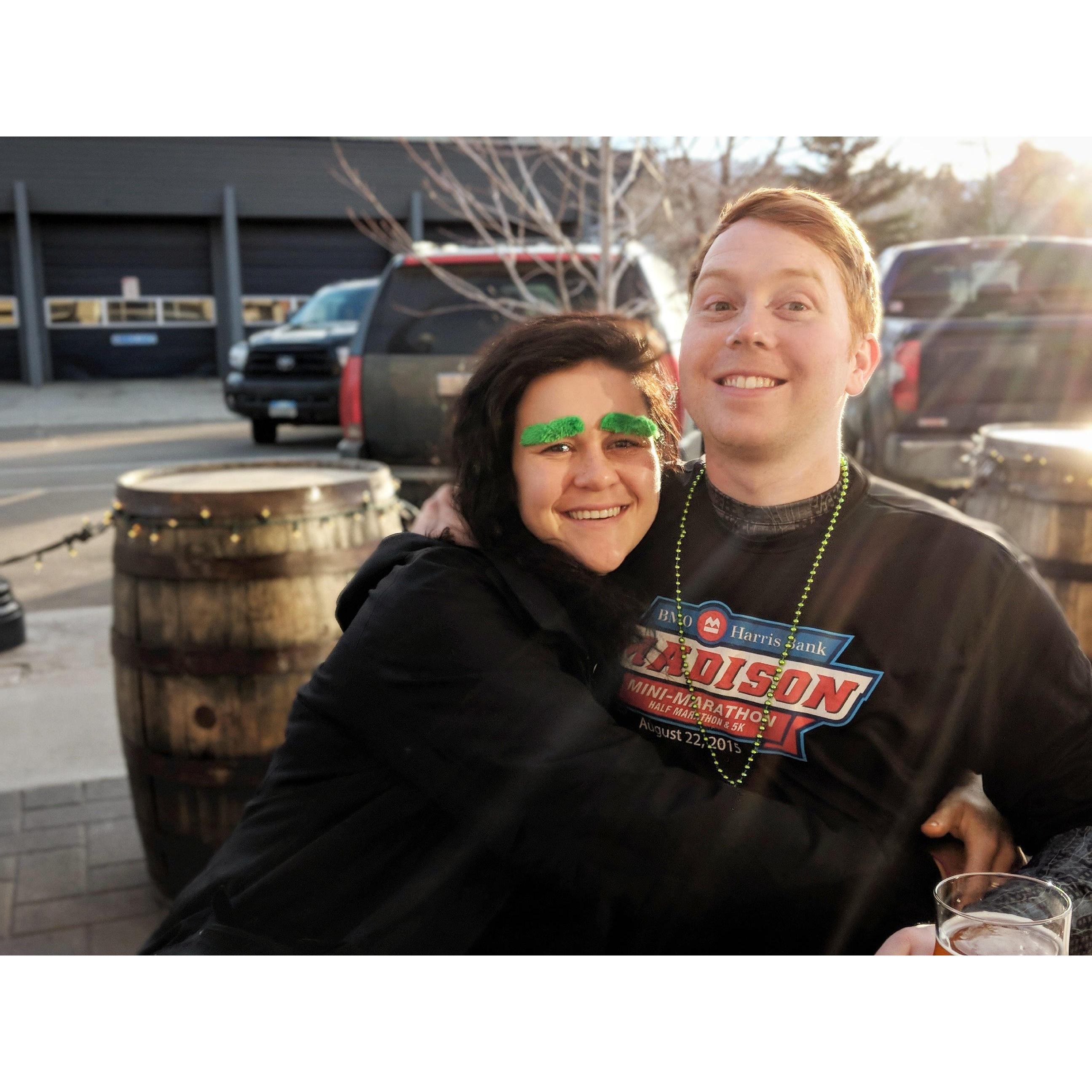 Celebrating Saint Patrick's Day with friends in Colorado.