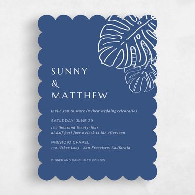 Blue Scalloped Wedding Invitation - Morelos Portrait