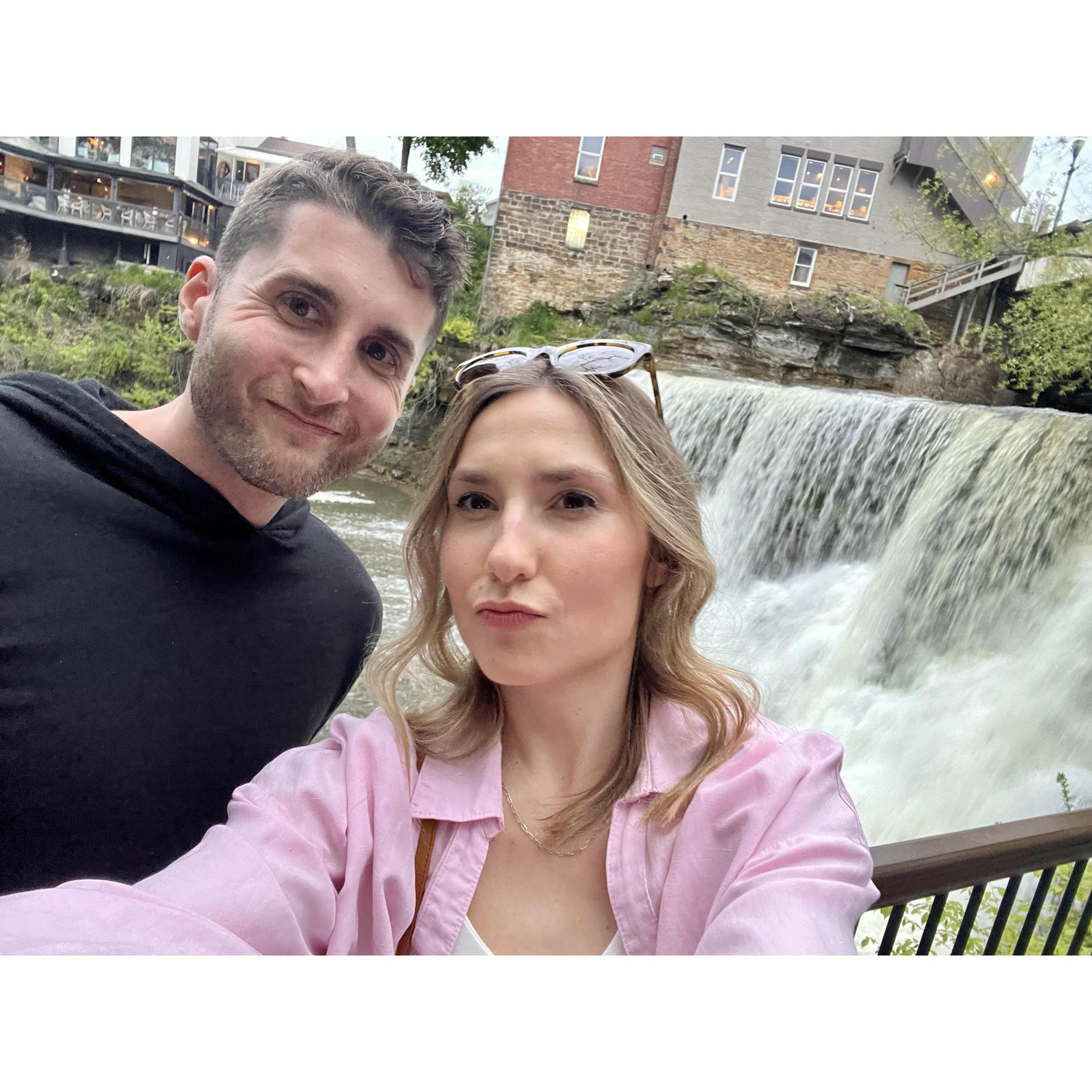 duck faces by the falls, a beautiful view of the chagrin falls, where Cory and Cat live