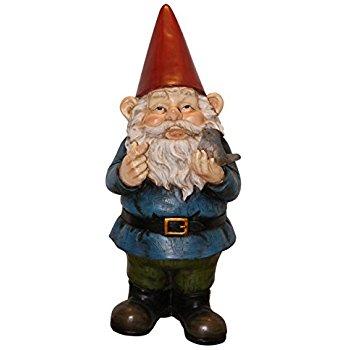 Garden Gnome Holding Bird