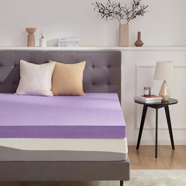 SINWEEK 4 Inch Gel Memory Foam Mattress Topper Ventilated Soft Mattress Pad, Bed Topper, CertiPUR-US Certified, King Size, Purple