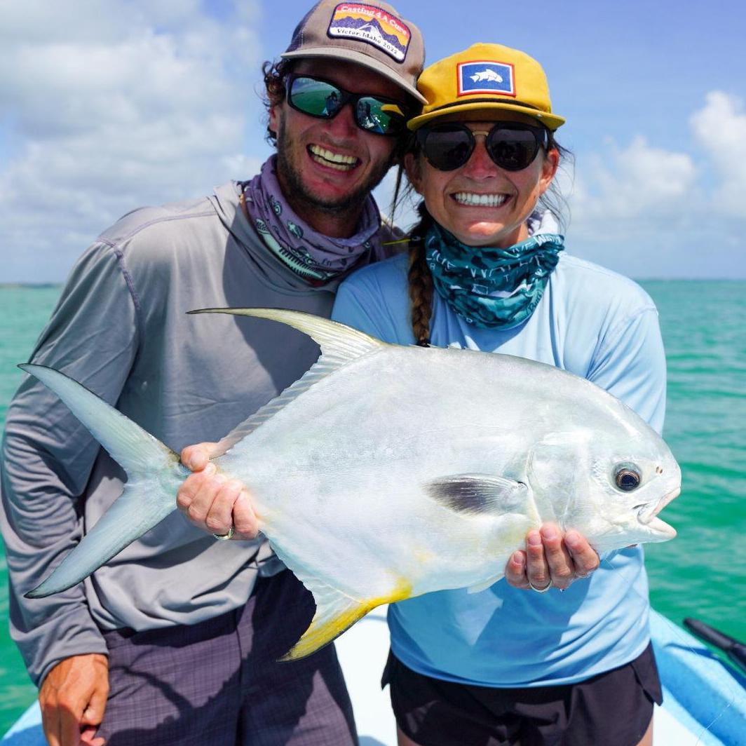 All of Timmy's casting lessons finally paid off.....First permit caught on the fly for Della!