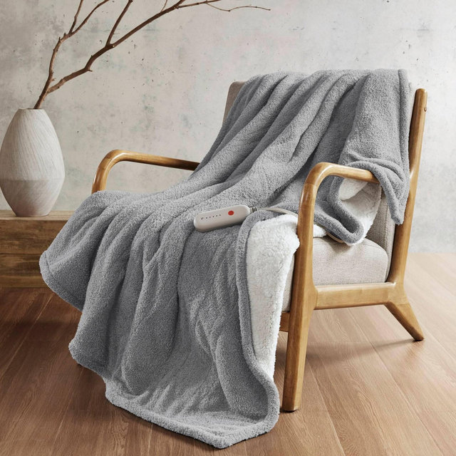 Sharper Image 50"x60" Arden Dream Soft Heated Throw Gray