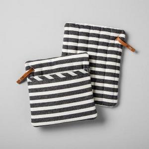 Product description page - Striped Pot Holder (Set of 2) - Black/White - Hearth & Hand™ with Magnolia