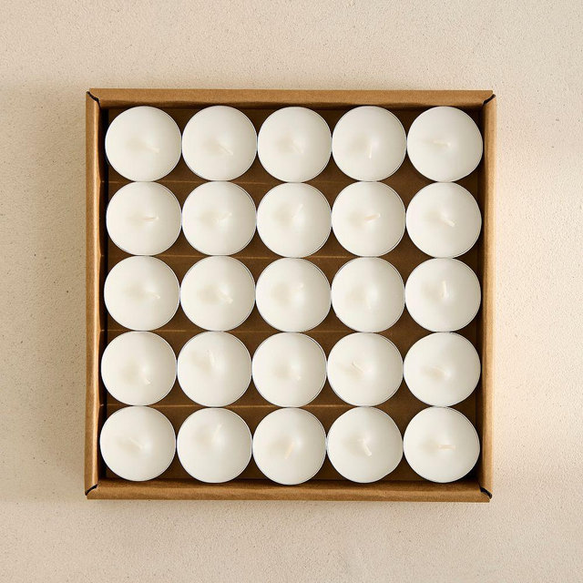 Signature Wax, Tealights, White, Set of 50