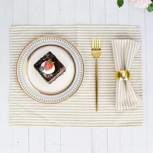 Striped Dinner Cloth Napkins - Set of 12