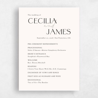 Beige Simple Wedding Program - Santiago