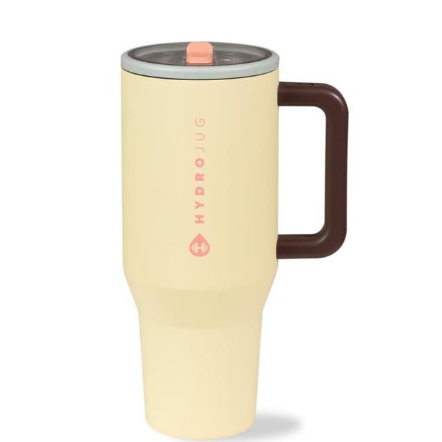 HydroJug Traveler - 32 oz Water Bottle with Handle & Flip Straw - Fits in Cup Holder, Leak Resistant Tumbler-Reusable Insulated Stainless Steel & Rubber Base - Gifts for Women & Men, Belle