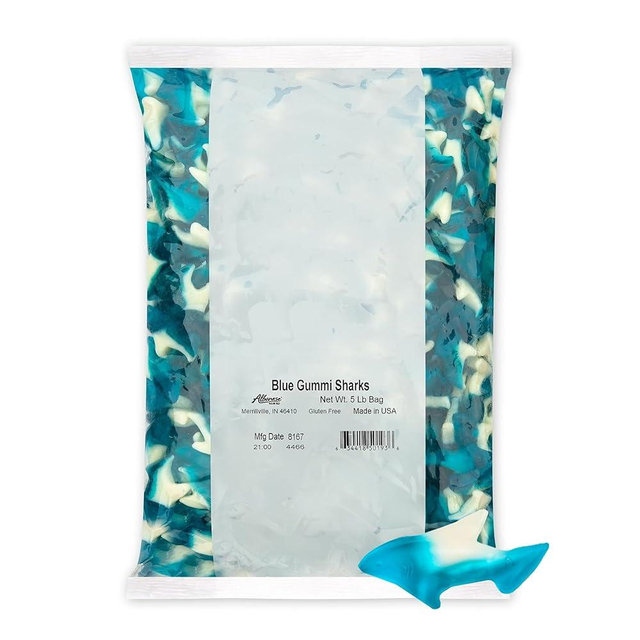 Albanese World's Best Blue Gummi Sharks, 5lbs of Candy