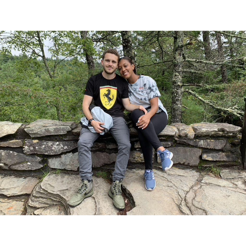 Us after a hike in one of our favorite places- North Carolina