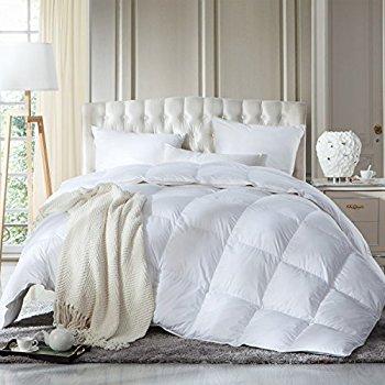 LUXURIOUS KING / CALIFORNIA KING Size Siberian GOOSE DOWN Comforter, 1200 Thread Count 100% Egyptian Cotton 750FP, 50oz, 1200TC, White Solid