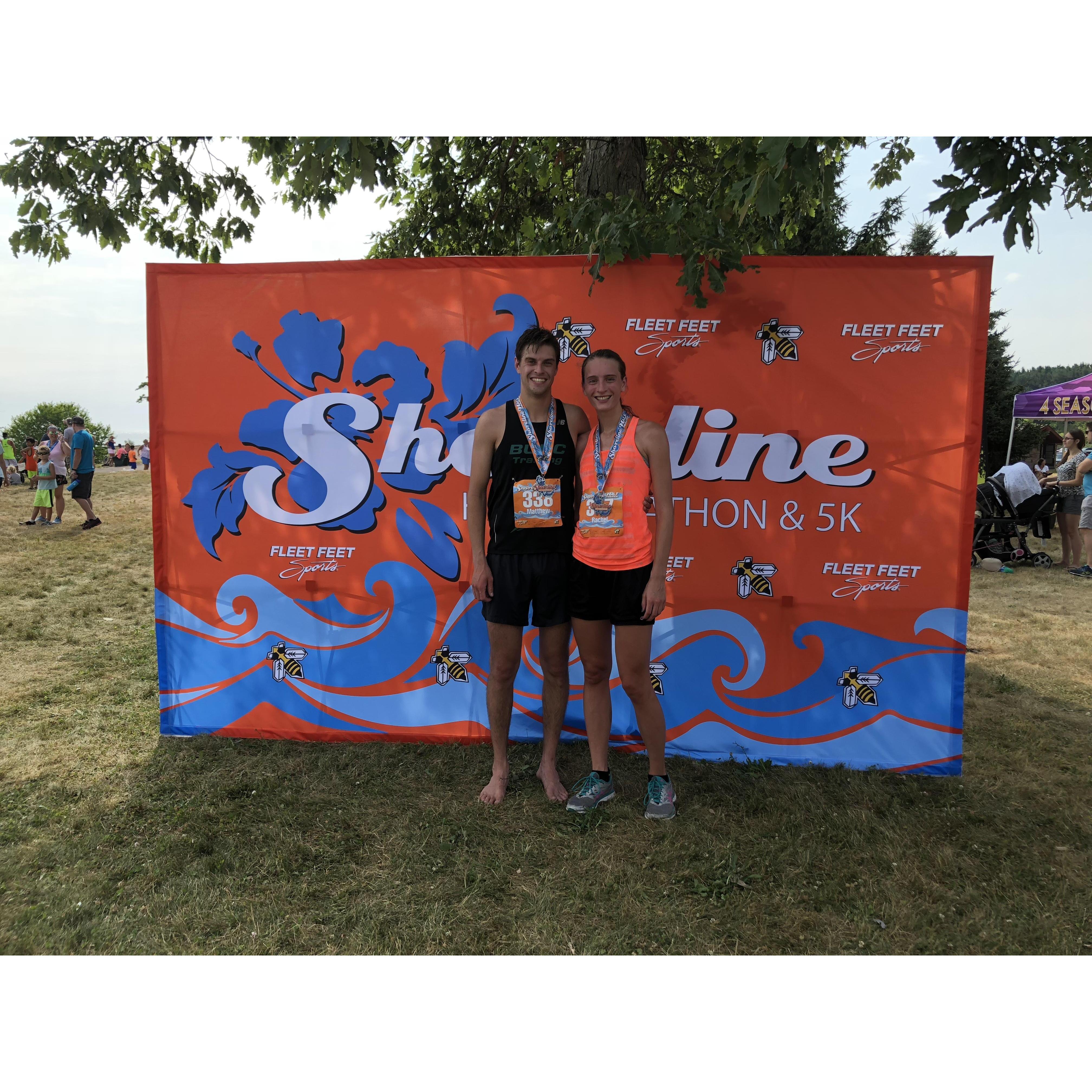 Post Shoreline Half Marathon, Pre-jumping into Lake Ontario - Shoreline Half Marathon, Rochester, NY